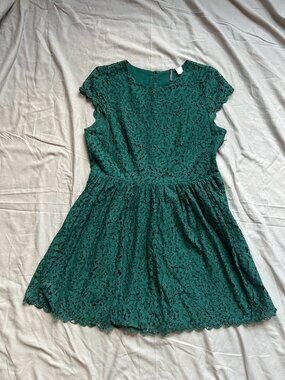 H&M Divided Green Lace Baby Doll Dress - Size 12